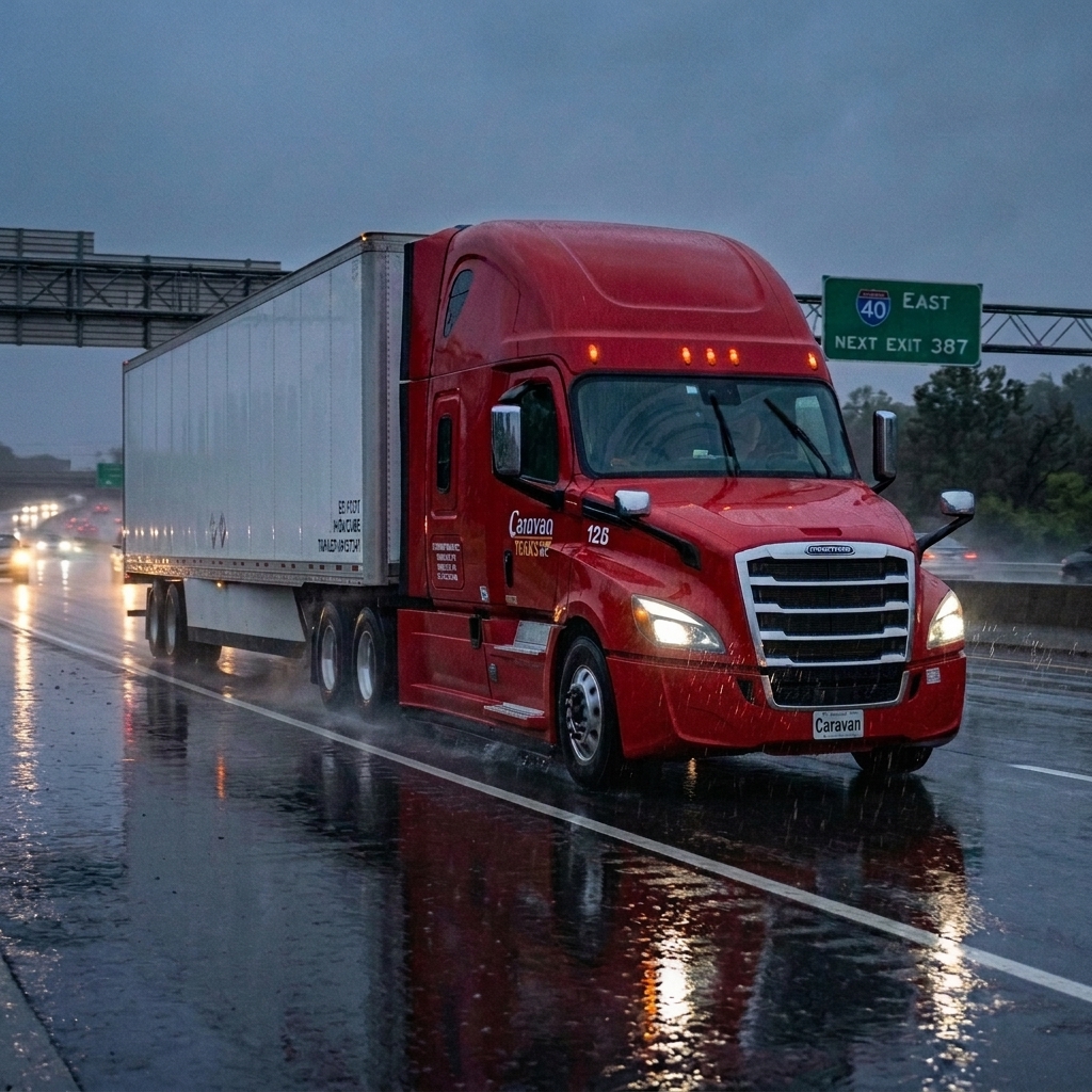 Caravan Trans Inc Freightliner Cascadia – I-40 East night run
